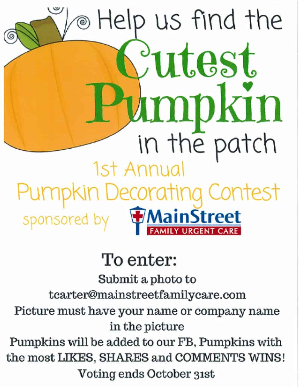 MainStreet Urgent Care Pumpkin Contest